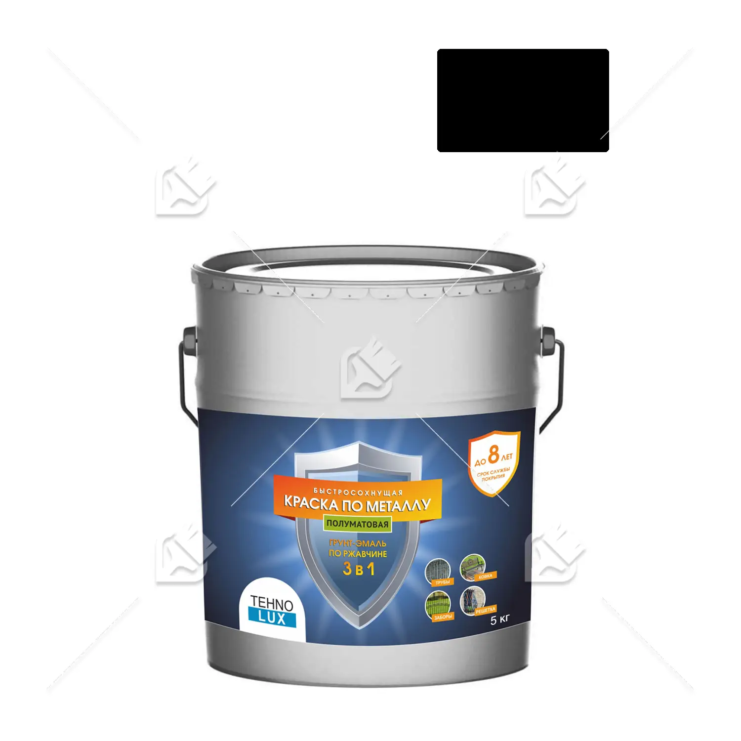 Грунт-эмаль 3 в 1 Технолюкс полуматовая черная RAL 9005 5 кг