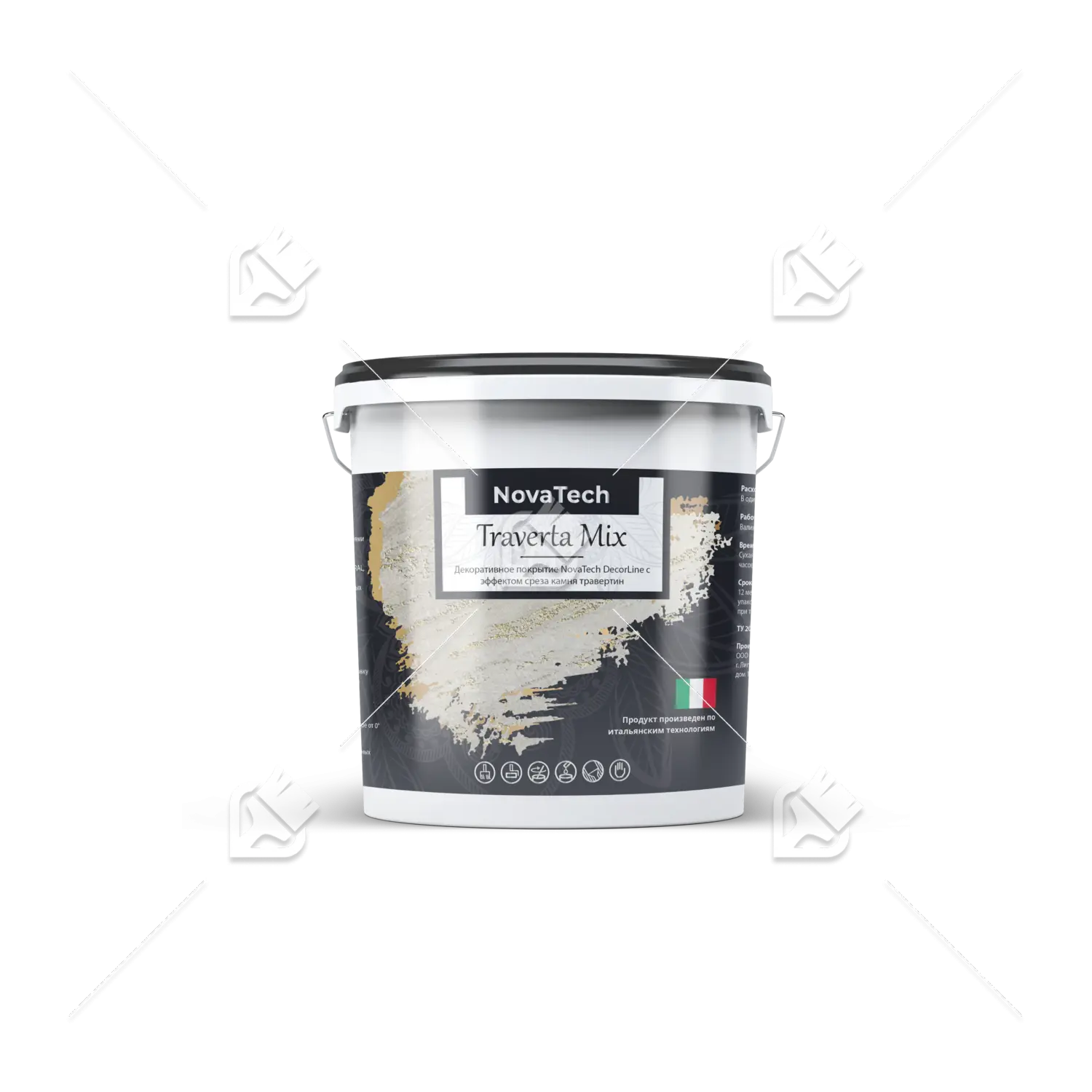 Штукатурка декоративная NovaTech Traverta Mix эффект камня травертина 8 кг
