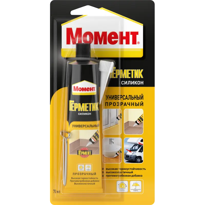 Герметик силиконовый универсальный Момент прозрачный 70 мл