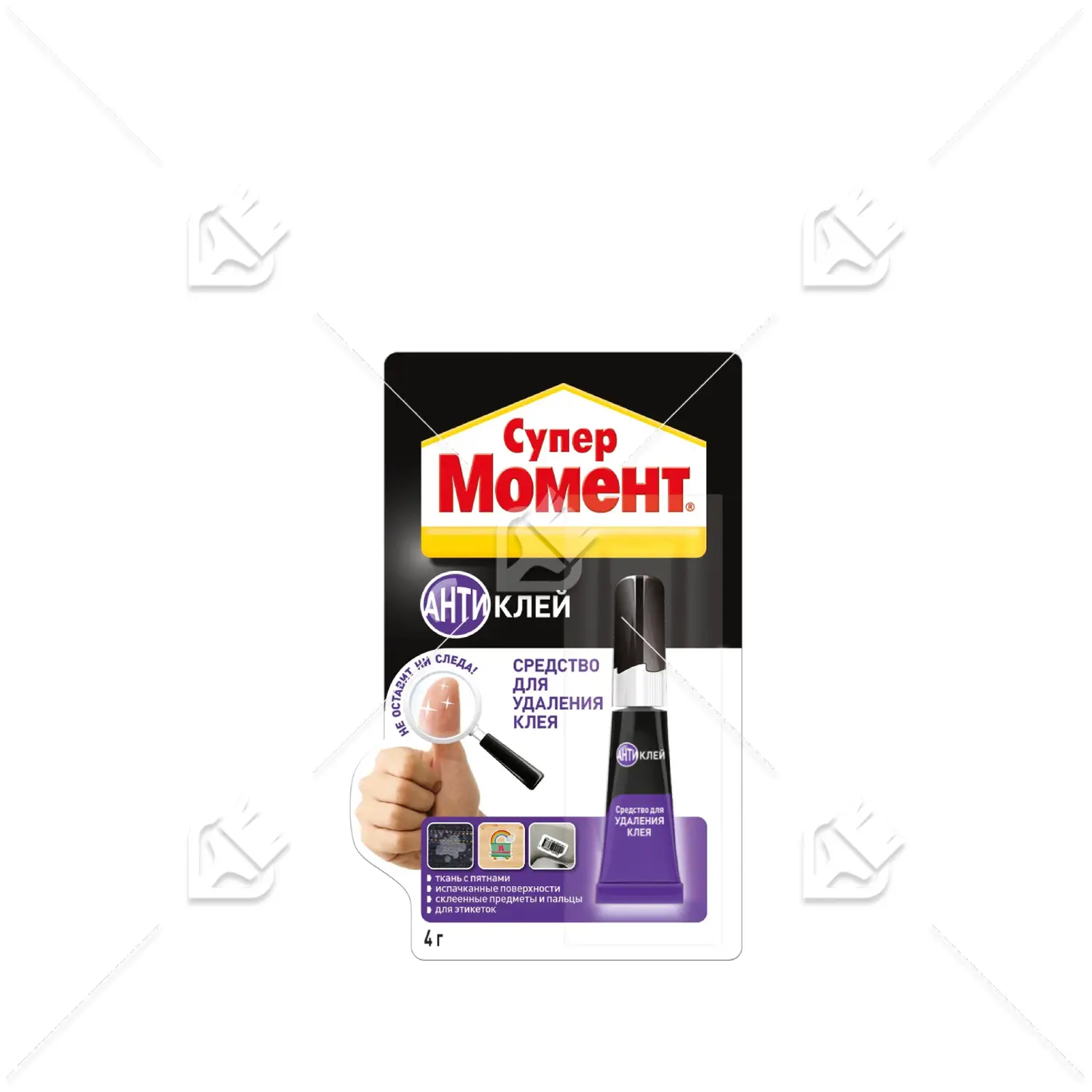 Средство для удаления клея Супер Момент Антиклей 4 г. на единичном блистере в шоу-боксе