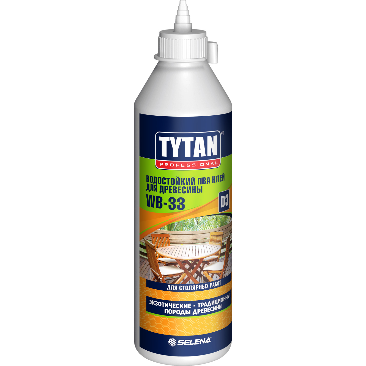 Клей ПВА D3 для древесины Tytan Professional WB-33 прозрачный 750 мл