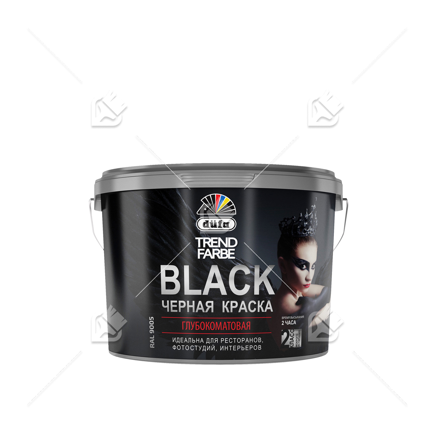 Краска для стен и потолков водно-дисперсионная Dufa Trend Farbe Black глубокоматовая черная 5 л