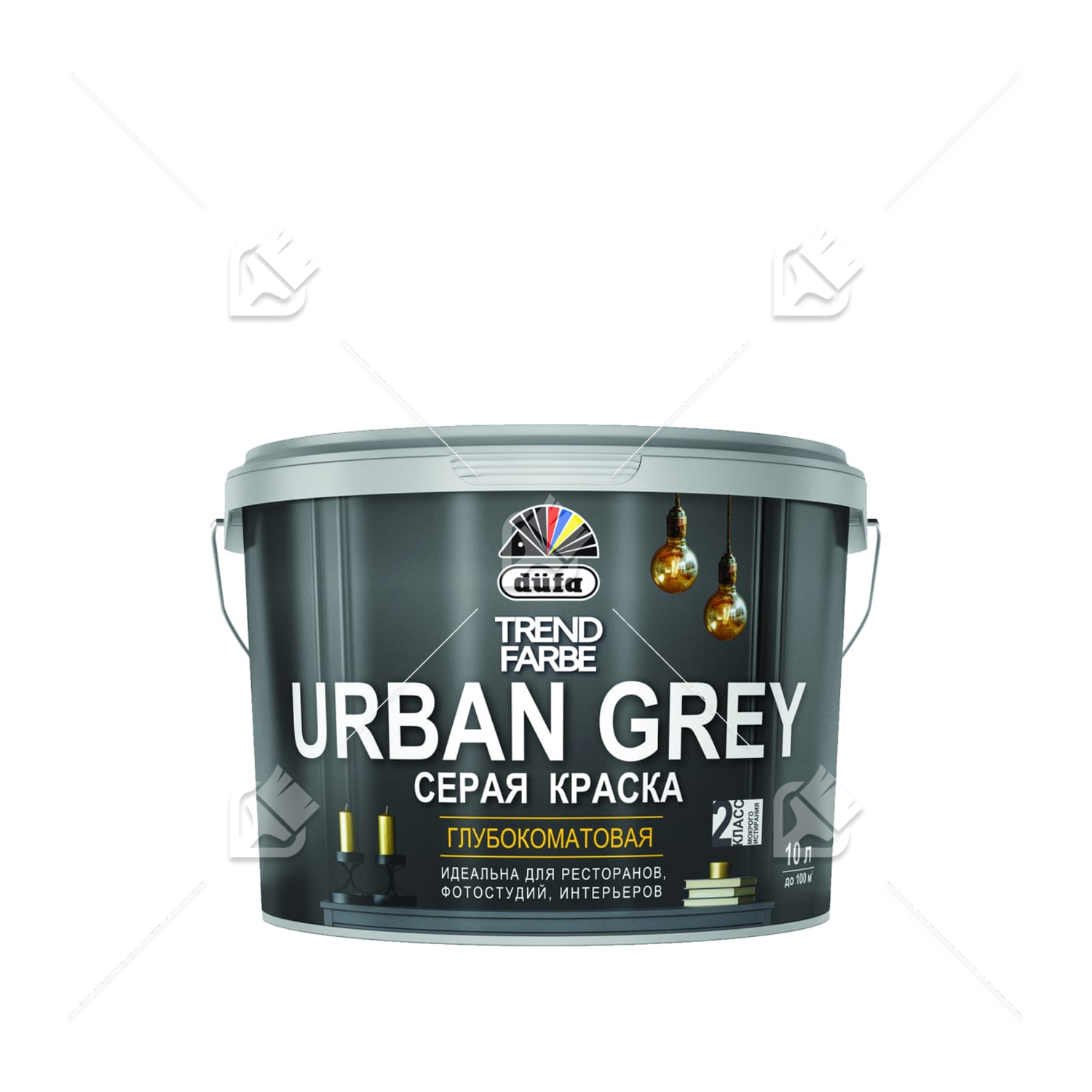 Краска для стен и потолков водно-дисперсионная Dufa Trend Farbe Urban Grey глубокоматовая RAL 7037 серая 10 л