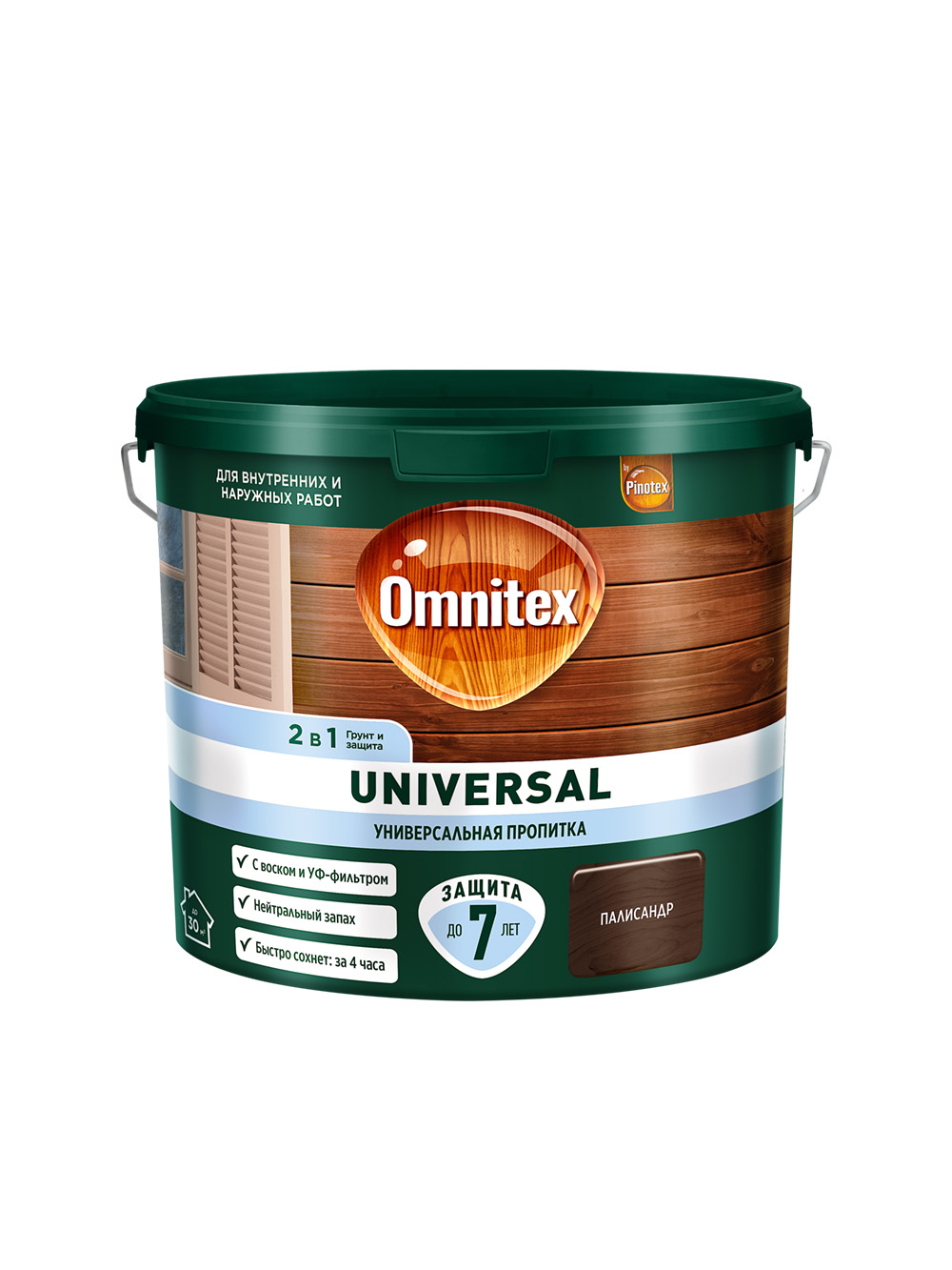 Пропитка защитная для дерева Omnitex Universal 2 в 1 палисандр 2,5 л