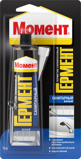 Герметик силиконовый санитарный Момент Гермент белый 70 мл