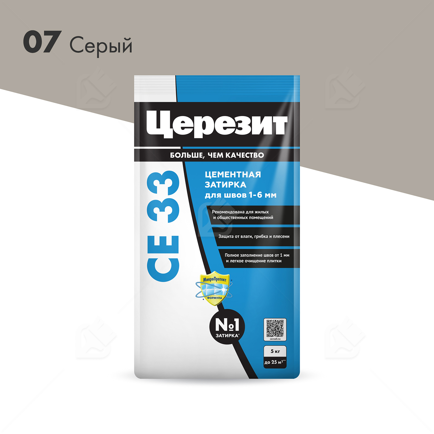 Затирка для узких швов до 6 мм Церезит СЕ 33 Comfort 07 серая 5 кг
