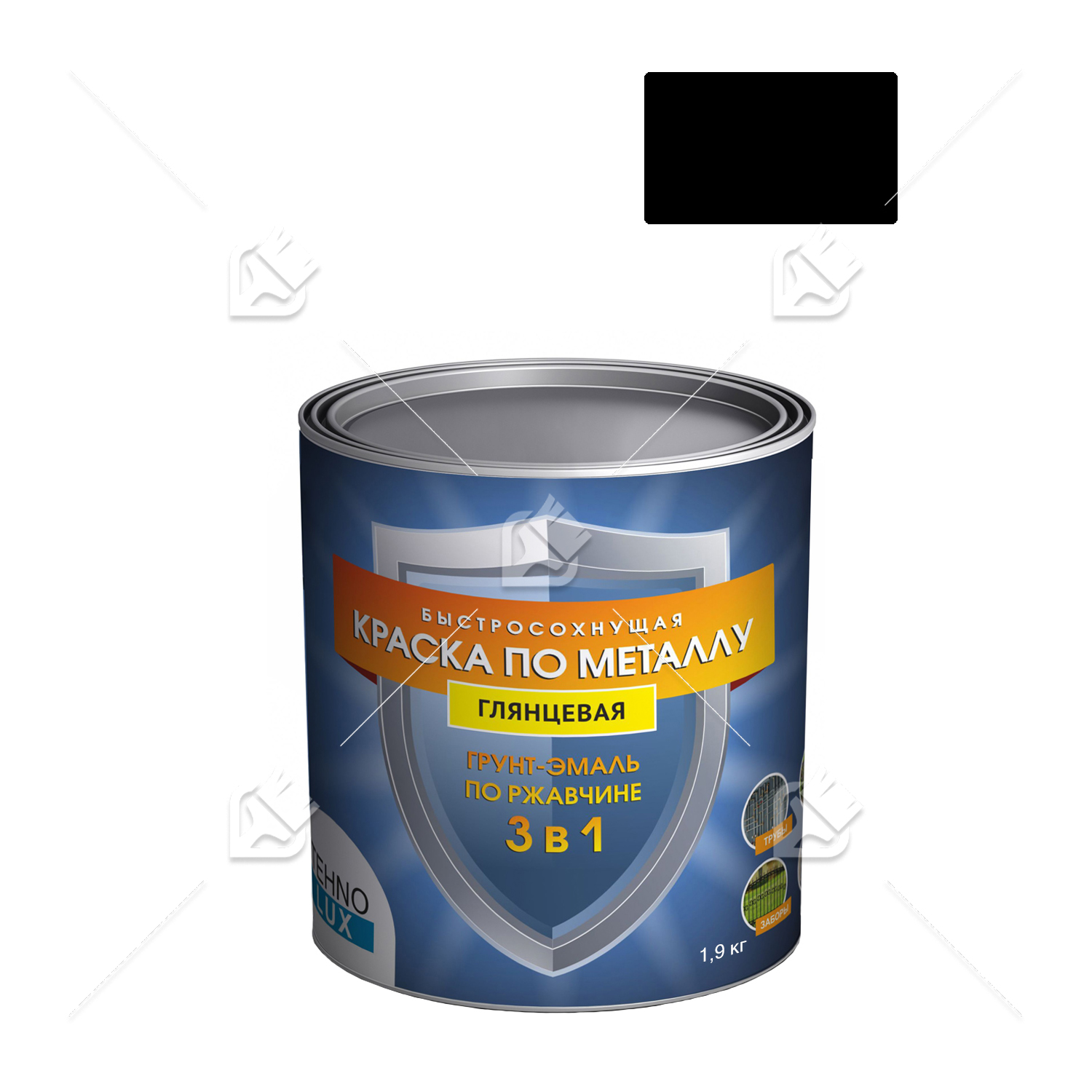 Грунт-эмаль 3 в 1 Технолюкс гладкая черная RAL 9005 1,9 кг