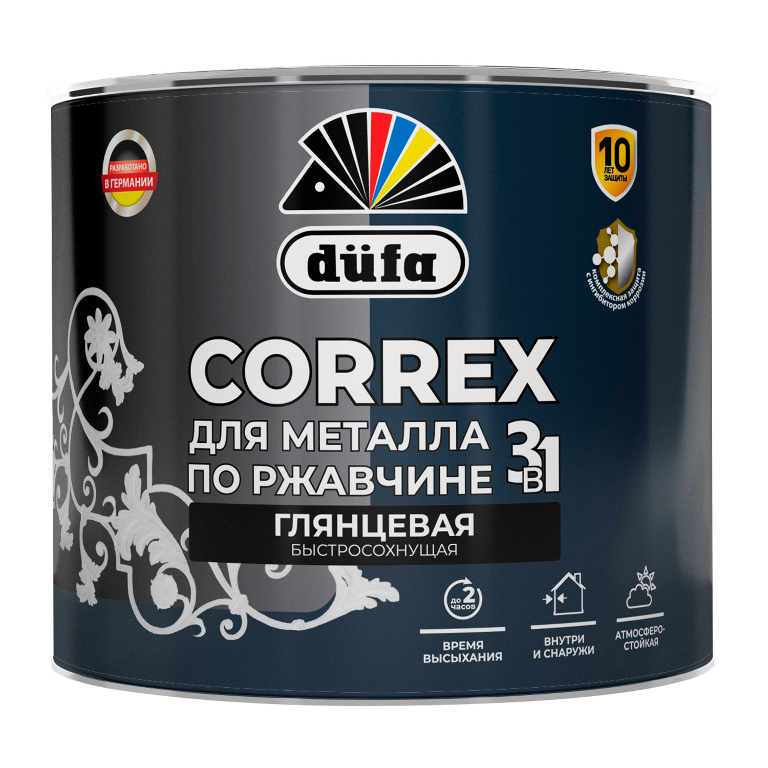Грунт-эмаль по ржавчине гладкая Dufa Correx RAL-3011 красно-коричневый 2л