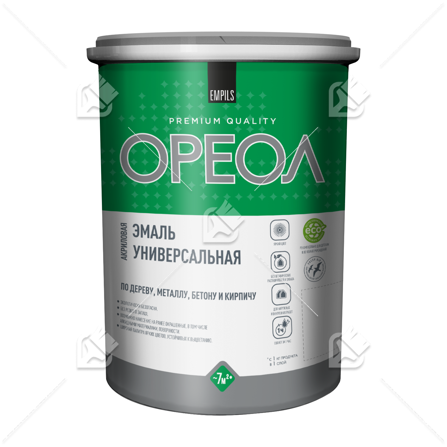 Эмаль универсальная акриловая Ореол глянцевая красная 1 кг.