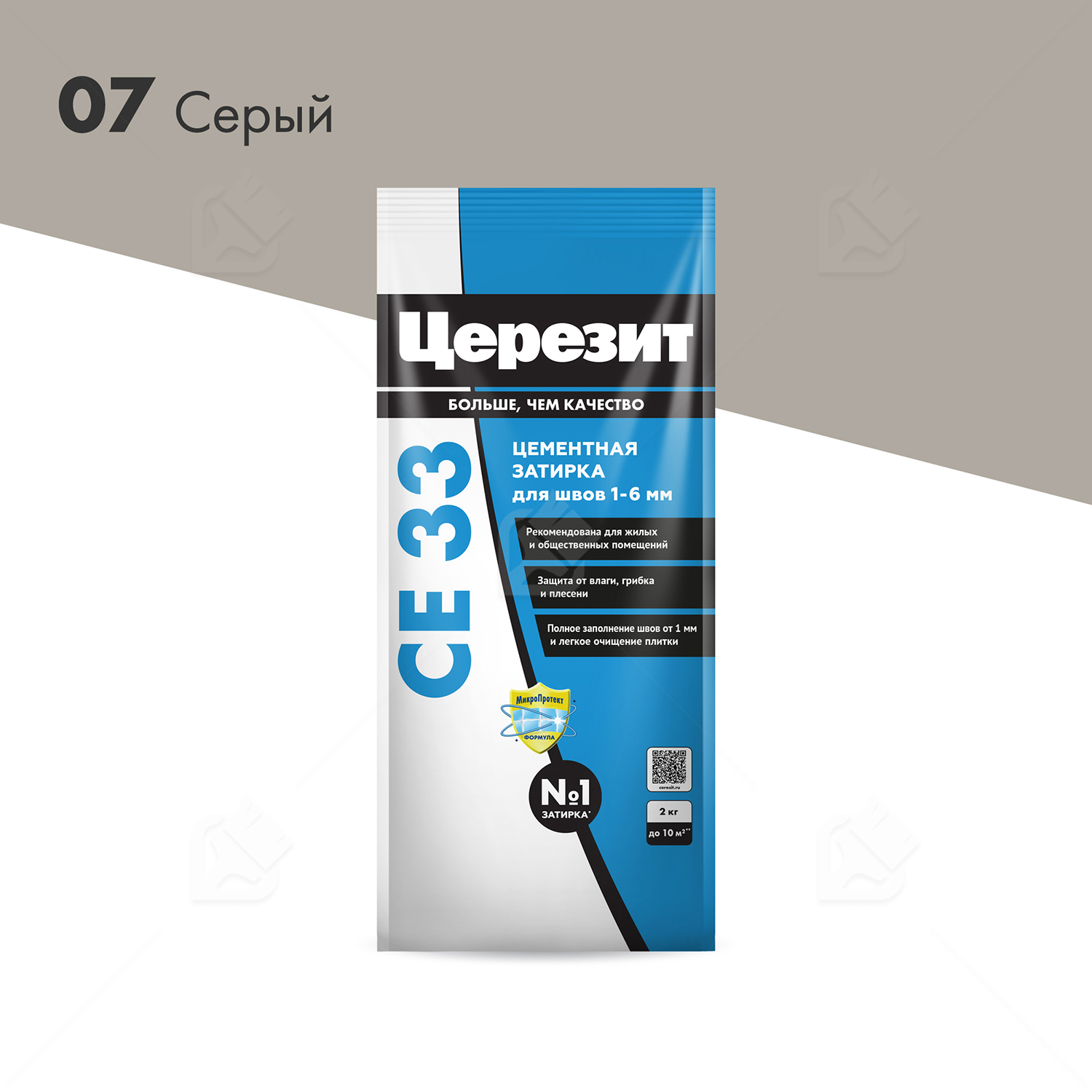 Затирка для узких швов до 6 мм Церезит СЕ 33 Comfort 07 серая 2 кг