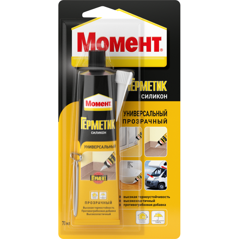 Герметик силиконовый универсальный Момент прозрачный 70 мл