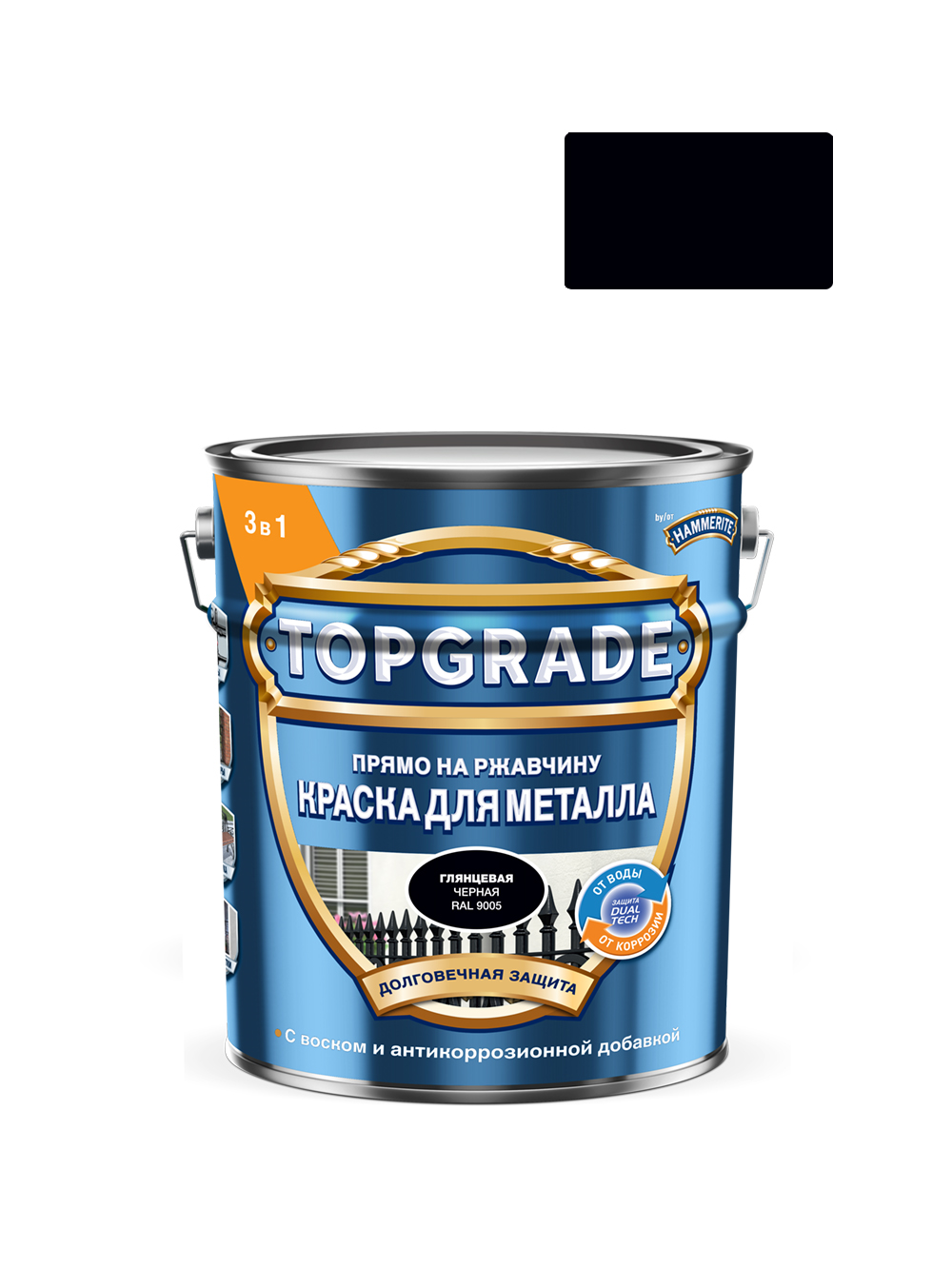 Краска для металла Topgrade гладкая глянцевая черная RAL 9005 5л