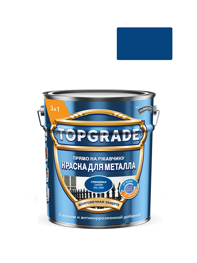 Краска для металла Topgrade гладкая глянцевая синяя RAL 5005 5л