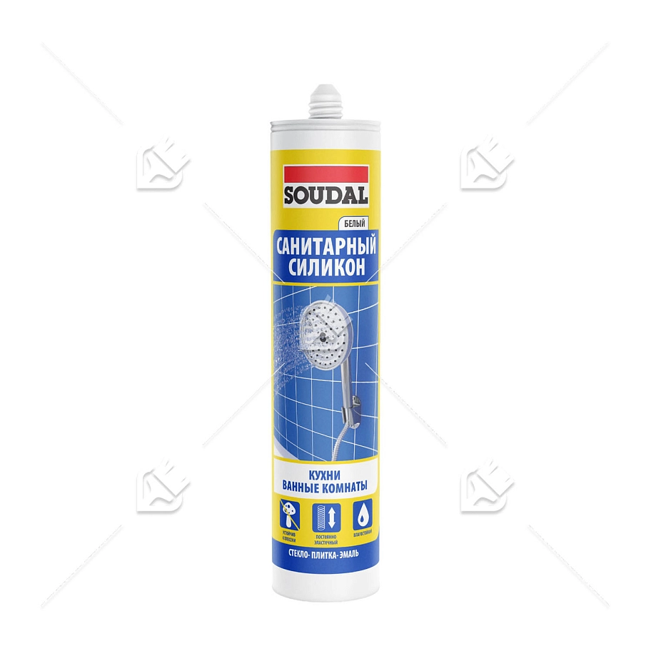 Герметик силиконовый санитарный Soudal белый 280 мл.