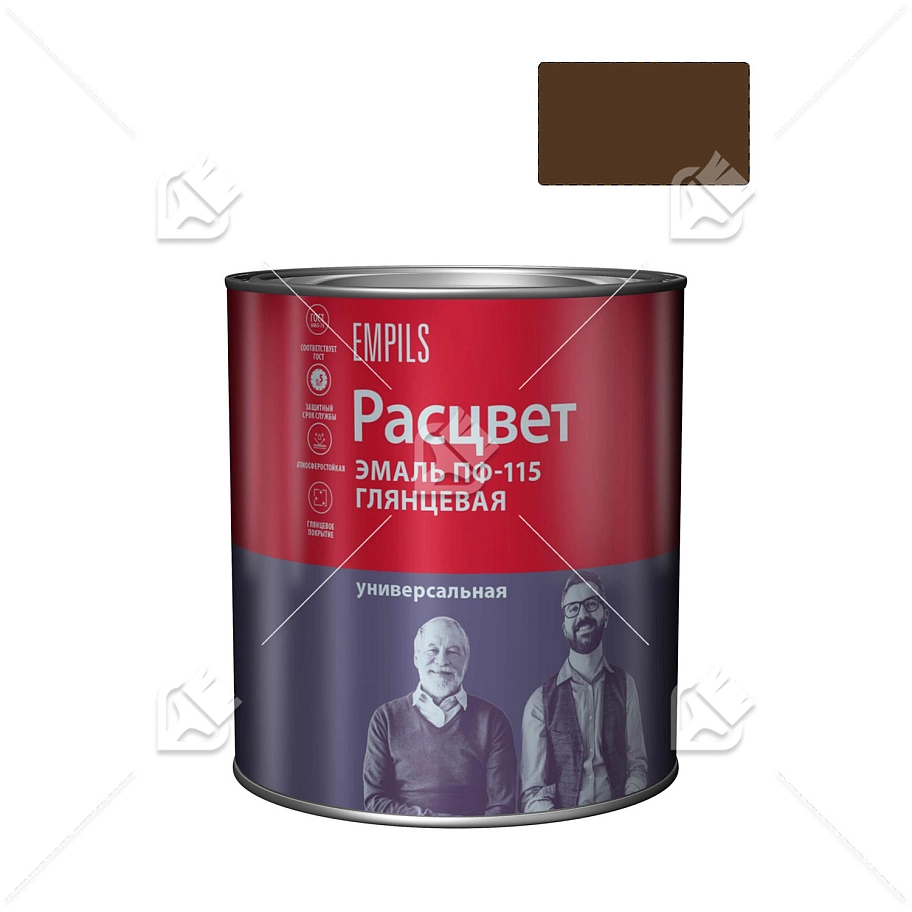 Эмаль ПФ-115 универсальная алкидная Расцвет глянцевая коричневая 2,7 кг.