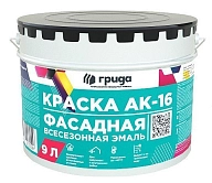 Краска фасадная всесезонная АК-16 База С 9л/12,6 кг
