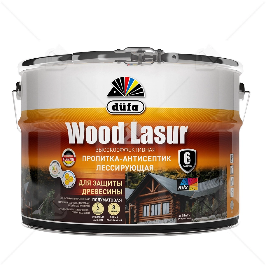 Пропитка лессирующая для защиты древесины Dufa Wood Lazur бесцветная 9 л