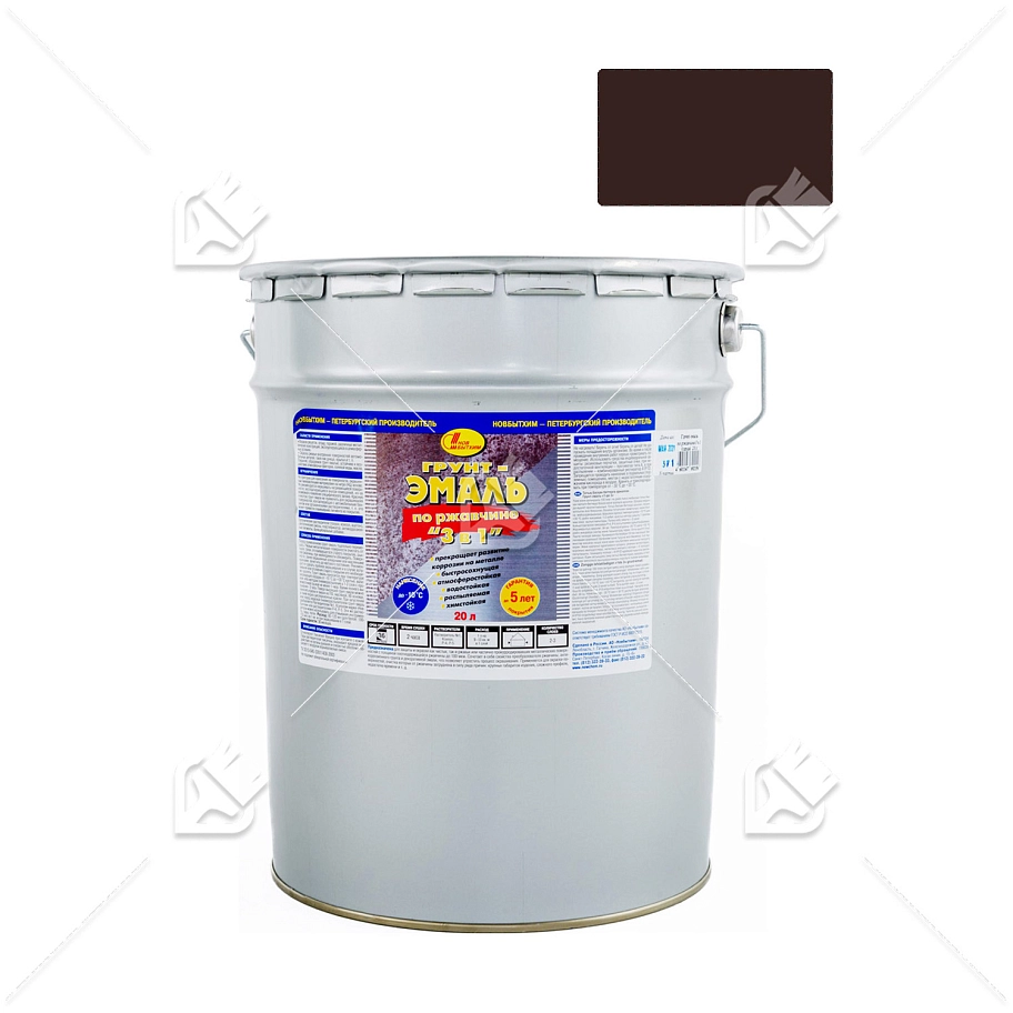Грунт-эмаль на ржавчину 3 в 1 Новбытхим коричневая RAL8017 20 л.