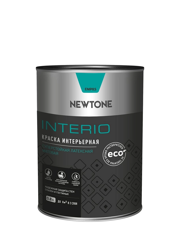 Краска интерьерная суперстойкая латексная Newtone Interio матовая база A 0,8 л