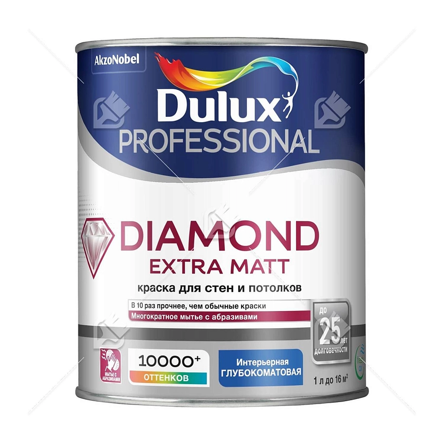 Краска для стен и потолков водно-дисперсионная Dulux Diamond Extra Matt глубокоматовая база BW 1 л.