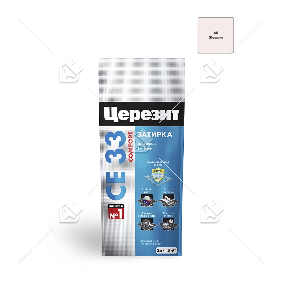 Затирка для узких швов до 6 мм Церезит СЕ 33 Comfort 40 жасмин 2 кг