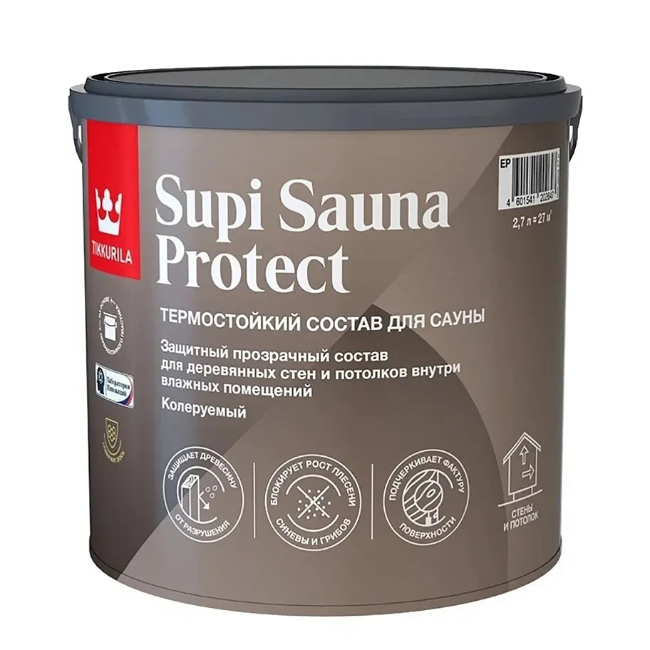 Состав для сауны Tikkurila SUPI SAUNA PROTECT EP полуматовый 2,7л