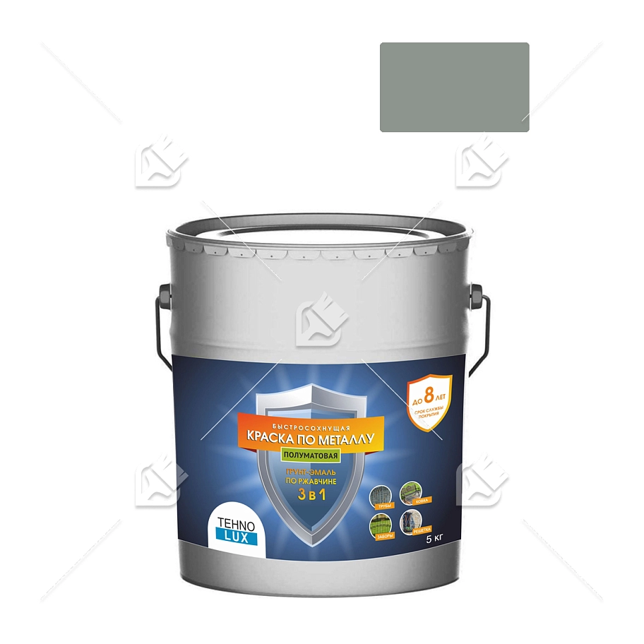 Грунт-эмаль 3 в 1 Технолюкс полуматовая серая RAL 7042 5 кг