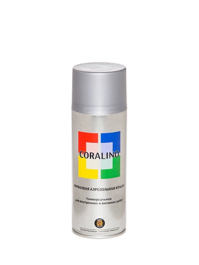 Краска универсальная аэрозольная акриловая Coralino RAL 9006 белый алюминий 200г.
