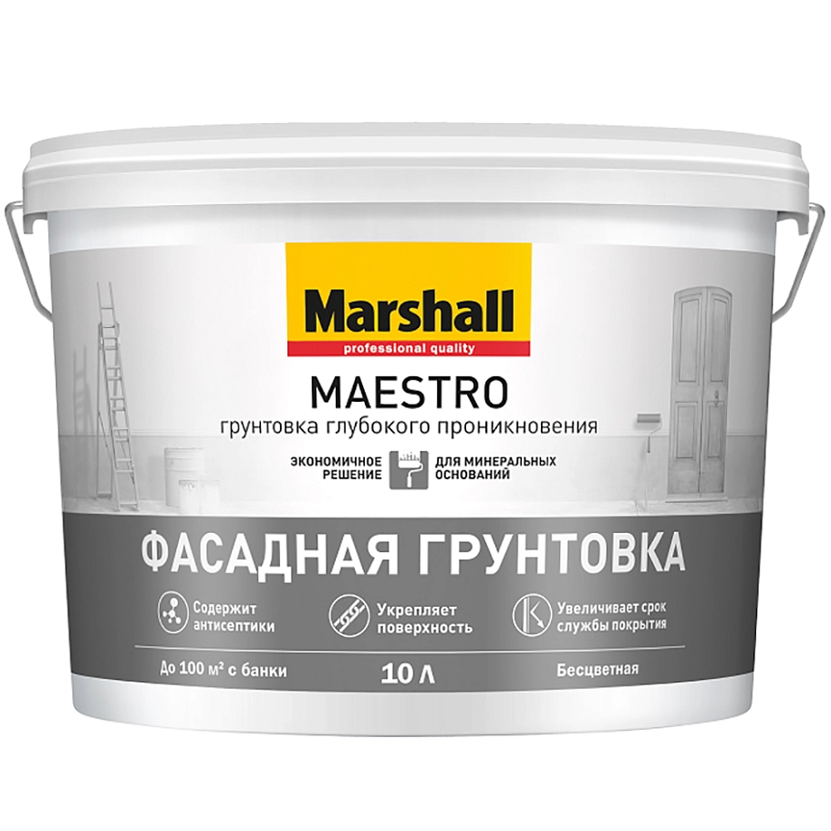 Marshall Maestro / Маршалл Маэстро Грунт для фасадных работ акриловый глубокого проникновения глубокоматовый
