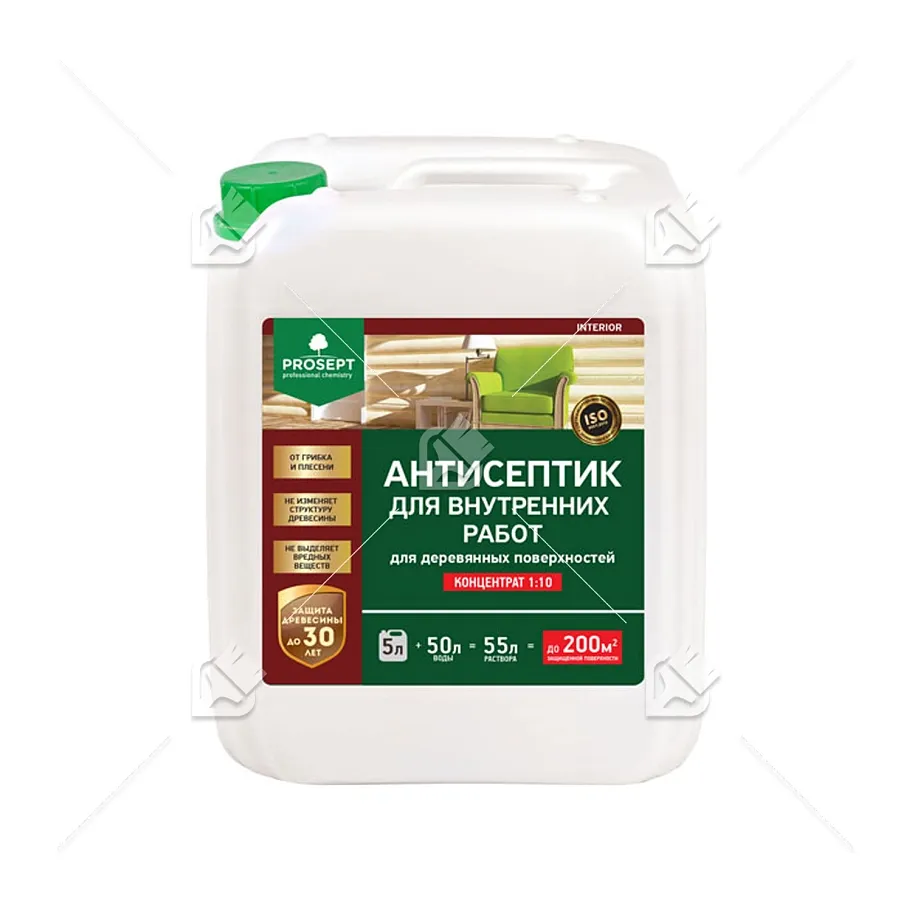 Антисептик защитный для древесины водный Prosept Interior концентрат 1:10 5 л.