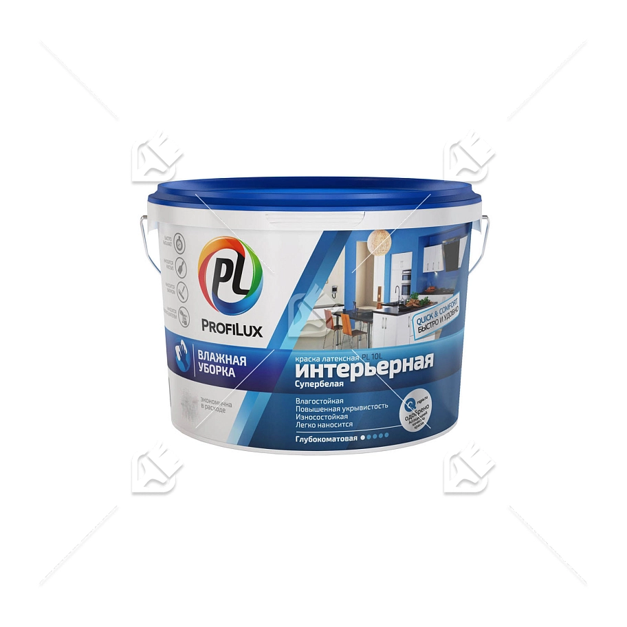 Краска для стен и потолков латексная Profilux ВД краска PL- 10L глубокоматовая белая 3 кг.