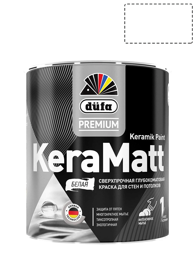 Краска для стен и потолков сверхпрочная Düfa Premium KeraMatt Keramik Paint глубокоматовая база 1 0,9 л