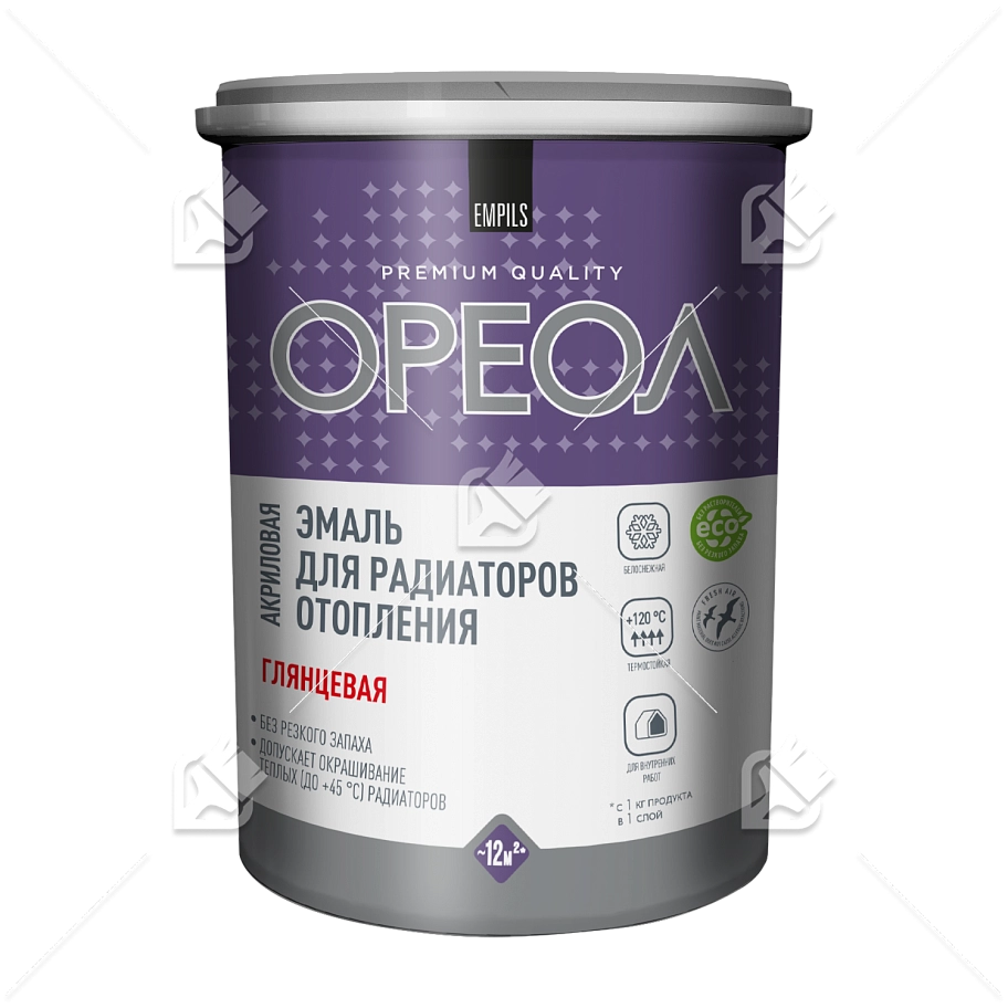 Эмаль для радиаторов акриловая для внутренних работ Ореол матовая белая 0,5 кг