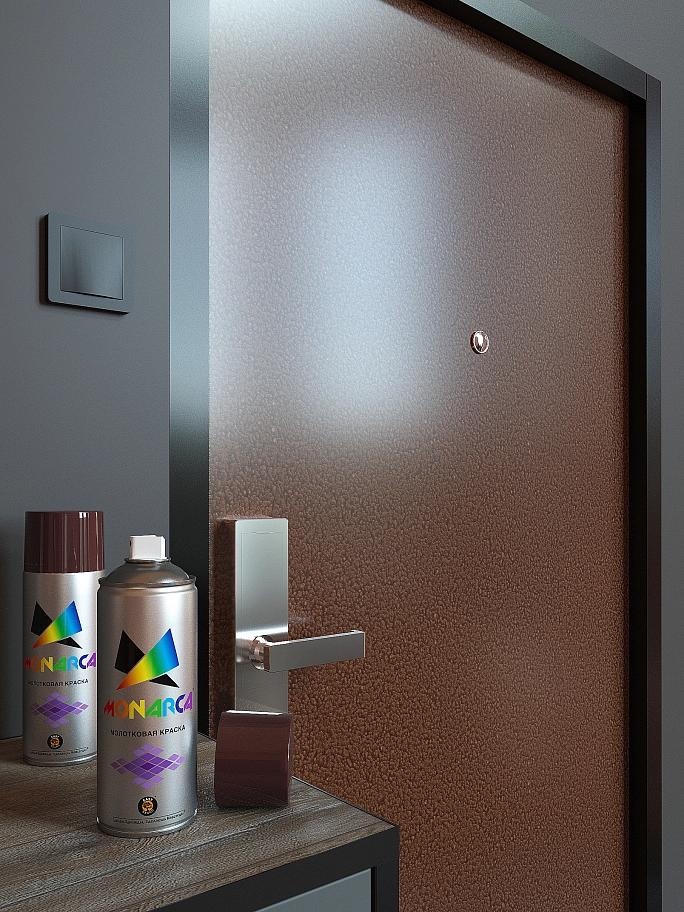 Краска универсальная аэрозольная акриловая Eastbrand Monarca молотковая коричневая  520 мл. 