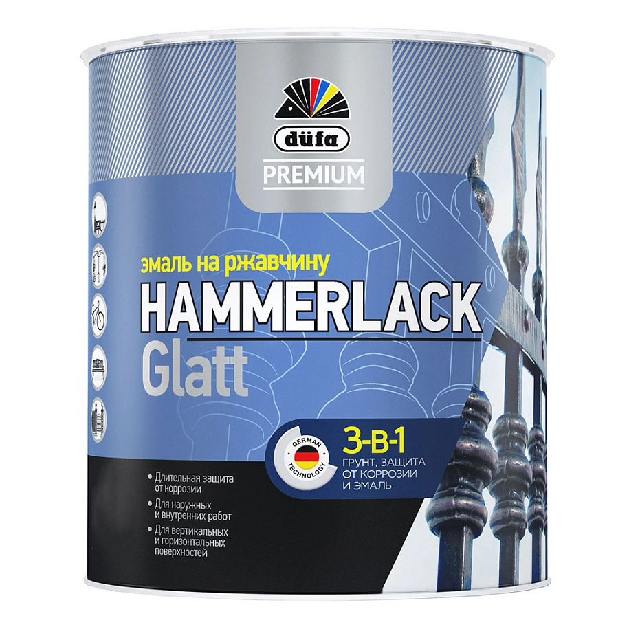 Dufa Premium Hammerlack / Дюфа Премиум Хаммерлак 3-в-1 Эмаль на ржавчину гладкая