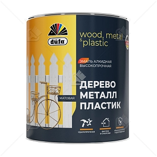 Эмаль универсальная алкидная Dufa Дерево металл пластик матовая белая 2 л