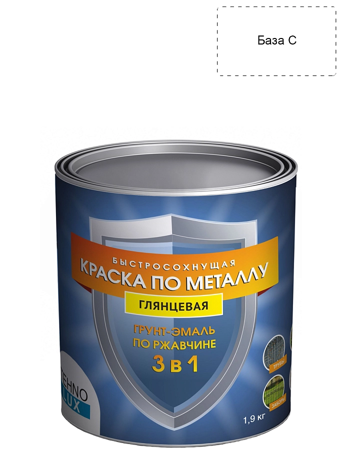 Грунт-эмаль 3 в 1 Технолюкс гладкая  База C 1,9 кг