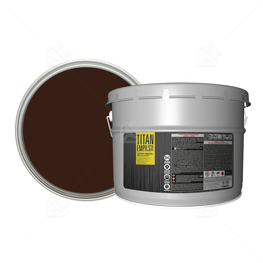 Грунт-эмаль для металлических поверхностей 3 в 1 Ореол Титан гладкая шоколадно-коричневый RAL 8017 8,5 л