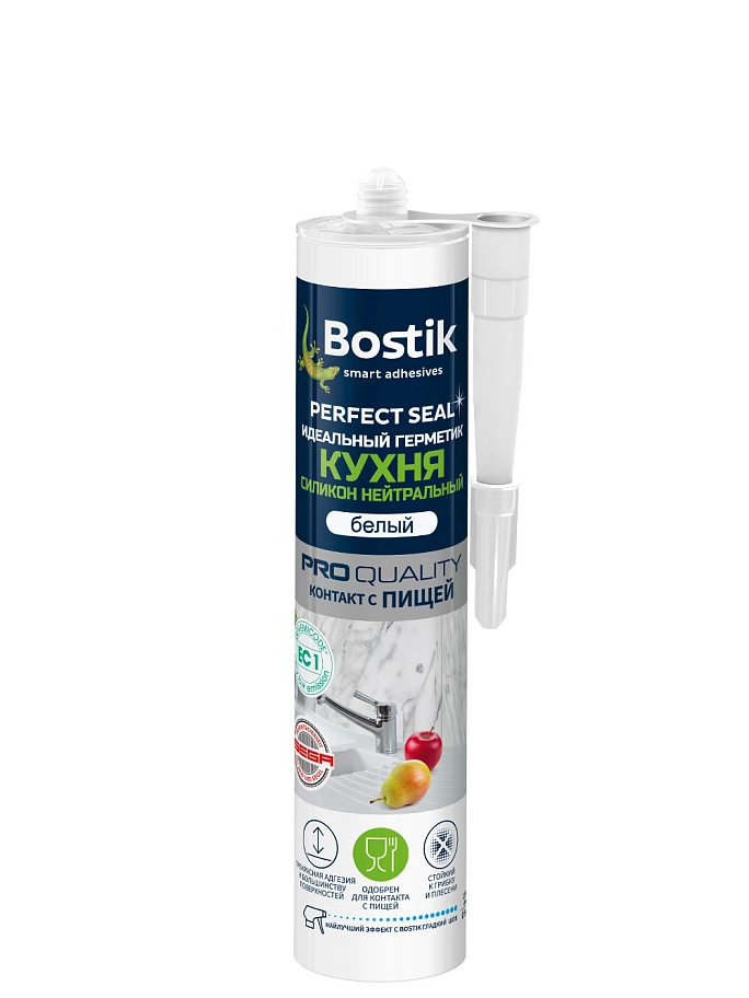 Герметик силиконовый для кухни Bostik Perfect Seal Нейтральный белый 280 мл