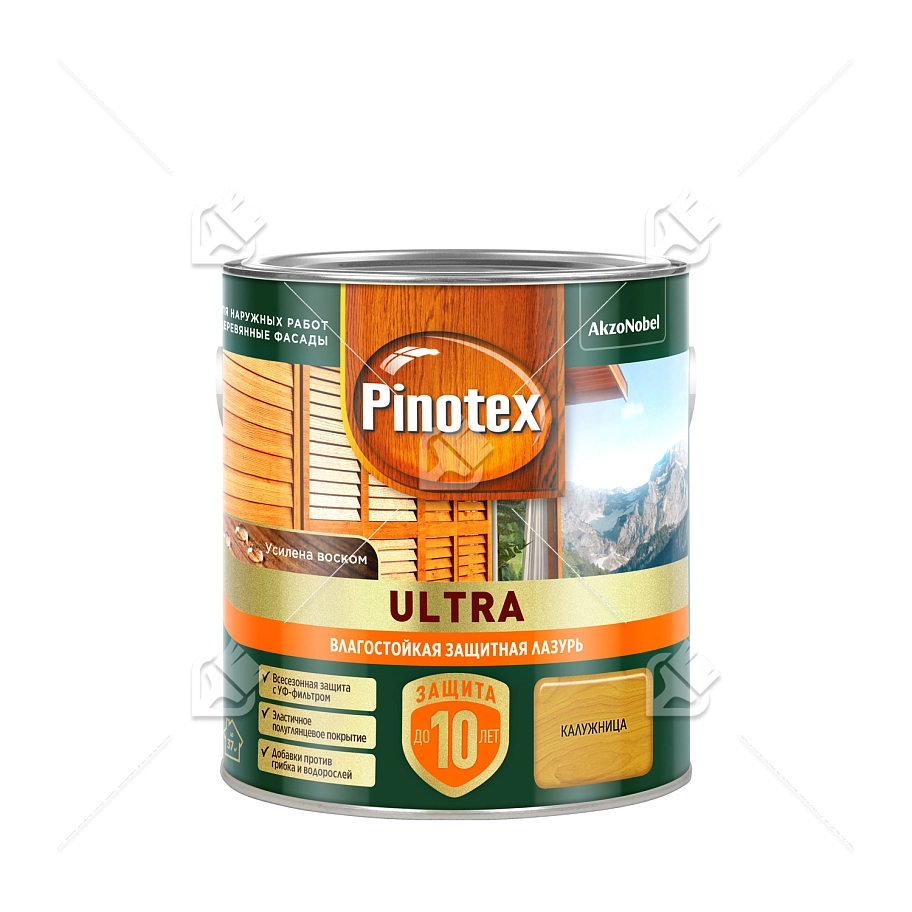 Пропитка декоративная для защиты древесины Pinotex Ultra AWB полуглянцевая калужница 2,5 л
