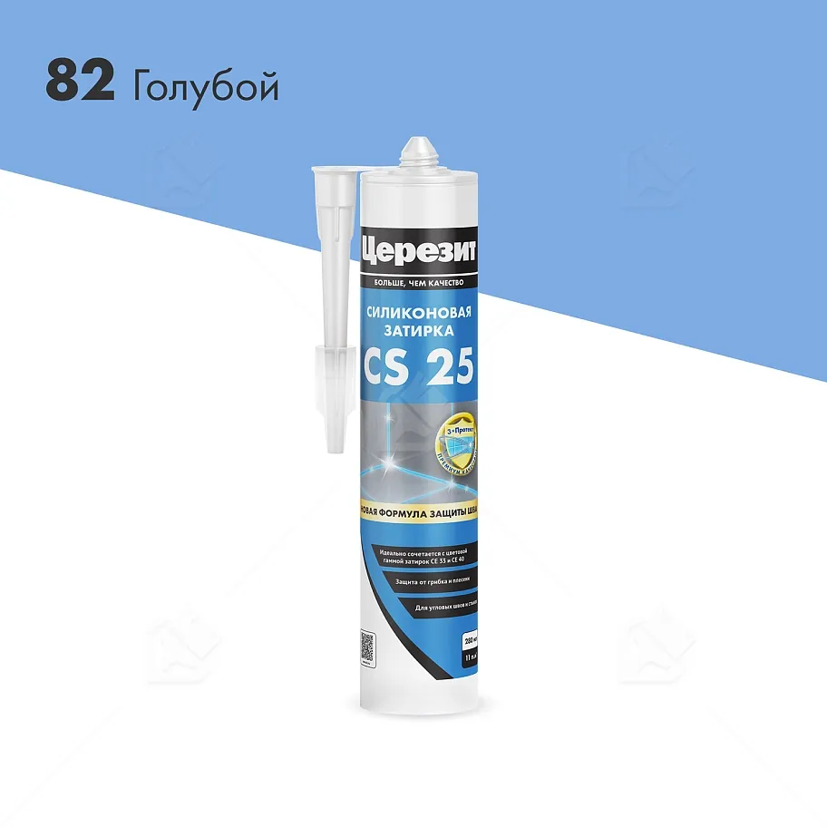 Герметик-затирка силиконовая противогрибковая Церезит CS 25 82 голубой 280 мл