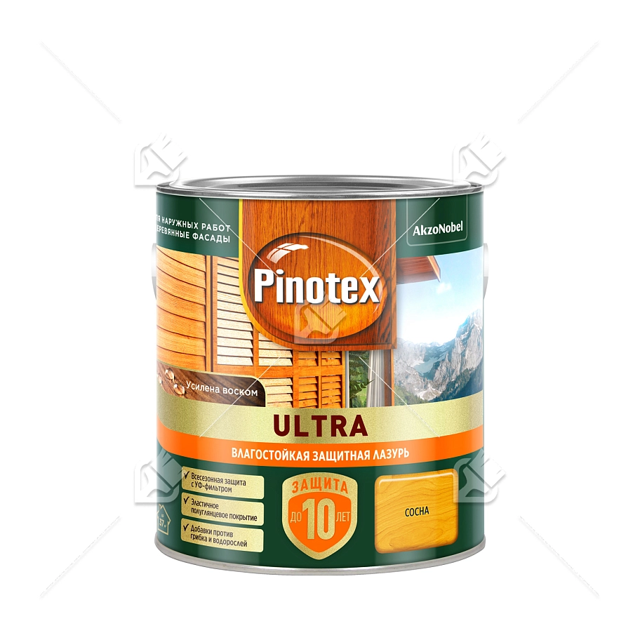 Пропитка декоративная для защиты древесины Pinotex Ultra AWB полуглянцевая сосна 2,5 л
