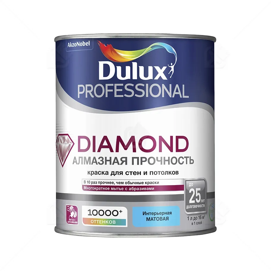Краска для стен и потолков водно-дисперсионная Dulux Diamond Matt матовая база BW 1 л.