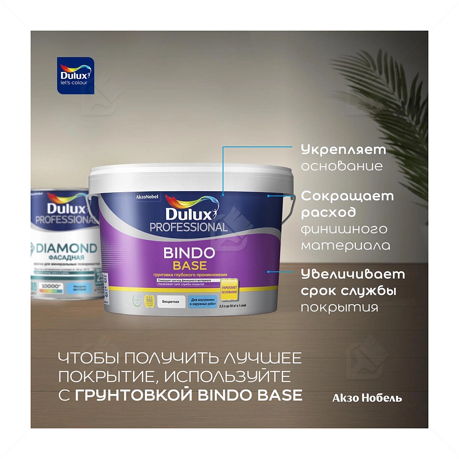 Краска фасадная для минеральных и деревянных поверхностей Dulux Professional Diamond гладкая матовая база BC 4,5 л.