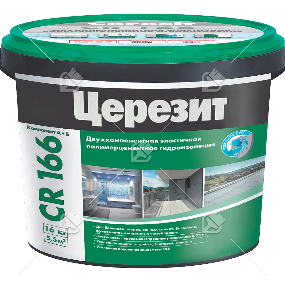 Состав гидроизоляционный двухкомпонентный Церезит CR 166 компоненты А и Б 16 кг