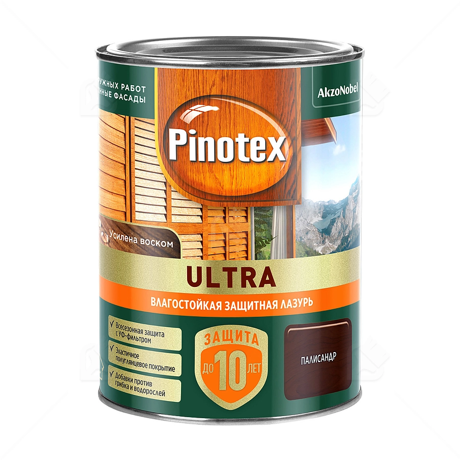 Пропитка декоративная для защиты древесины Pinotex Ultra AWB полуглянцевая палисандр 0,9 л
