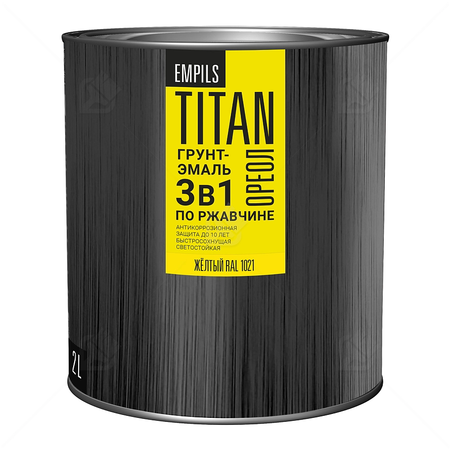 Грунт-эмаль для металлических поверхностей 3 в 1 Ореол Титан гладкая жёлтый RAL 1021 2 л