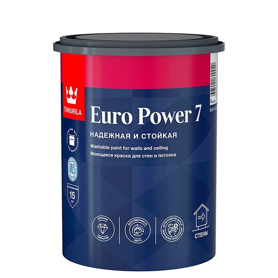 Краска интерная Tikkurila EURO POWER 7 A моющаяся, матовая 0,9л