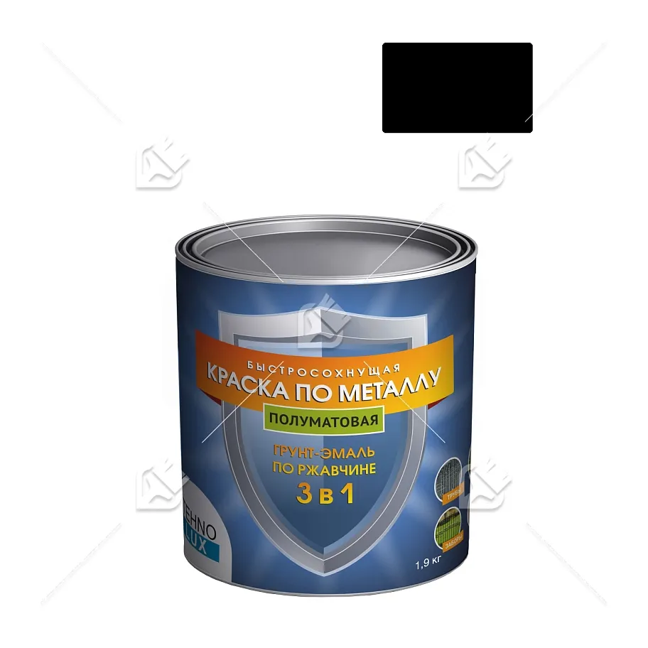 Грунт-эмаль 3 в 1 Технолюкс полуматовая черная RAL 9005 1,9 кг