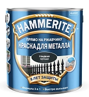 Краска для металлических поверхностей алкидная Hammerite гладкая черная 2,5 л